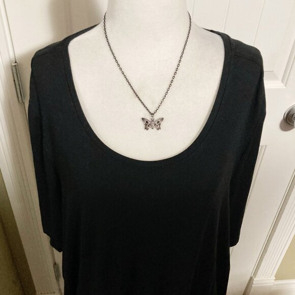 ADDITION ELLE Plus-size stretchy black scoop neck t-shirt ~ Goth 3X 4X top tee - Picture 4 of 15